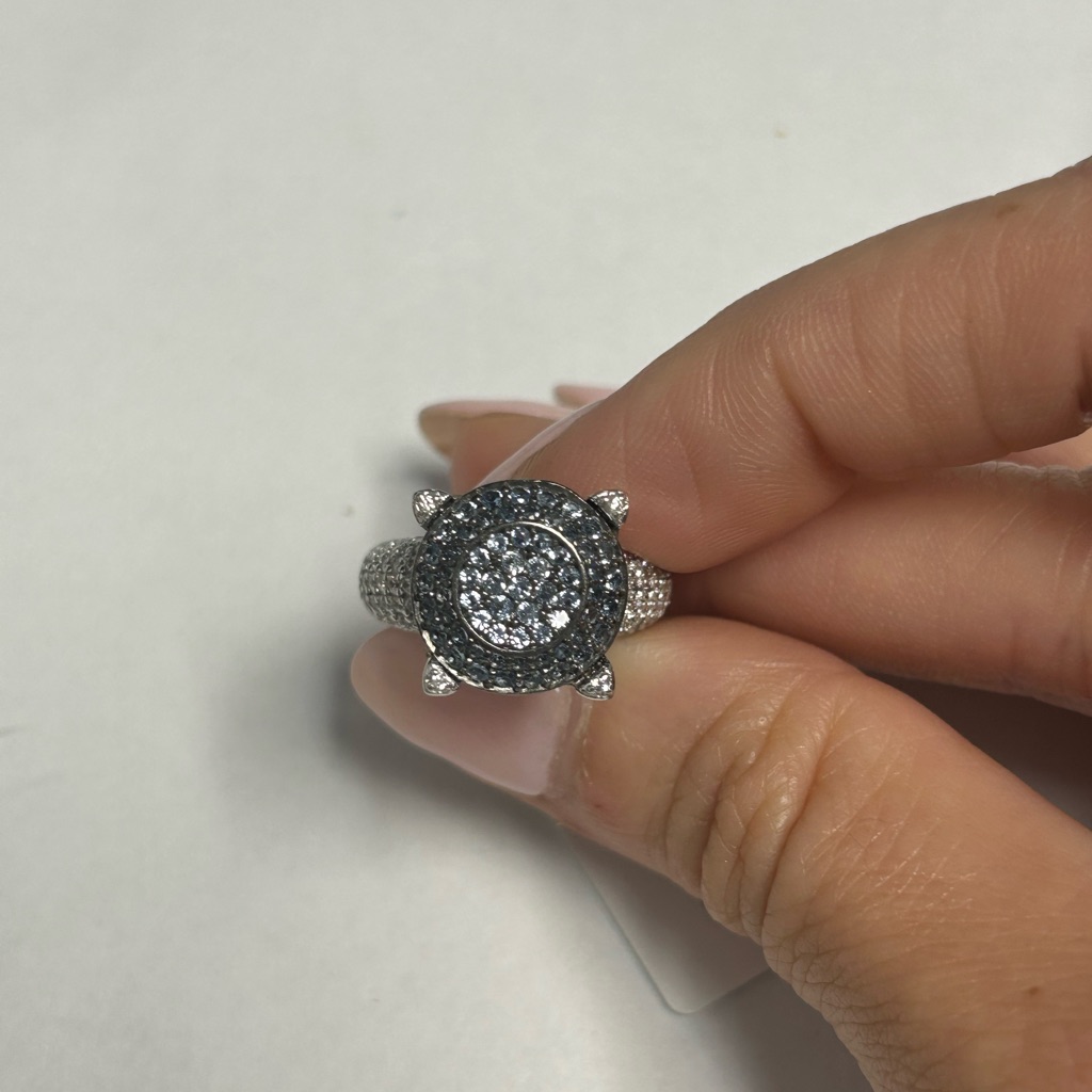 Suzy Levian Sterling Silver Blue White Cz Ring Nwt